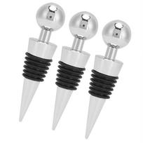 3PCS Wine Bottle Stopper Silver Round Head Beverage Bottle Stopper for Bar Holiday Party