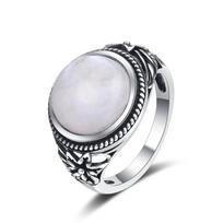 Newest Retro Flower S Silver Natural Moonstone Rings for Women Zircon Fine Party  Wedding Birthday Gift 6