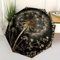 Golden Dandelion Wall Decor: Vintage Floral Artfor Home DécorUmbrella, Portable 3-Fold Compact Umbrella for Men & Women Gift