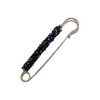Fashion Faux Crystal Waist Buckle Fixed Strap Charm Safety Pin Brooch Sweater Cardigan Clip Jewelry Accessory Large tamsiai mėlyna spalva