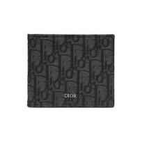 Dior siuvinėtas klasikinis monogramos rašto sulankstomas megztas ir odinis piniginė vyriška piniginė juoda 2OBBH027YSE-H03E Box(Basic Set+Box)