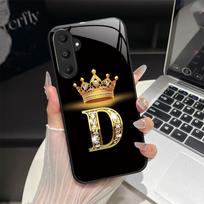 For Samsung Galaxy M35 5G Case Fashion Letters Hard Tempered Glass Back Covers For Galaxy M 35 5G M356B Shockproof Phone Shell Galaxy M35