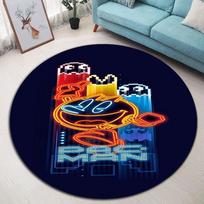 Pac-Man Arcade Pattern Round Rug Soft  Carpet Anti-Skid Floor Mat for Gaming Room Decor 80cm