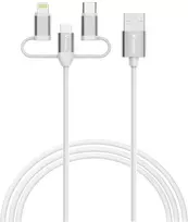 „Verbatim Sync“ įkrovimo jungtis, USB-A į „Micro-B“, USB-C, „Lightning“ jungtis, 18 W, baltas 32394