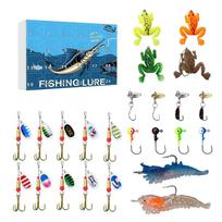 Fishing Calendar Advent Fishing Gear Tackle Set Tackle Box Toys For Countdown Dad Father Boys Men Teen Husbands M mėlyna