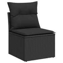 vidaXL Garden Chair without Armrests with Cushions Black Poly Rattan