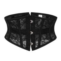 Women’s 16cm Short Corset Waist Cincher with 3 Hook and Eye Closures Lace Overlay and Flexible Plastic Boning for Shaping Support L juoda