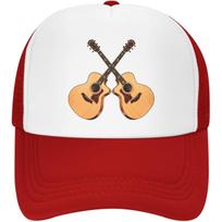Acoustic Guitars Crossed Graphic Trucker Hat Unisex Adjustable Mesh Baseball Cap Casual XS（old）