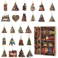 Christmas Tree Shaped Bookshelf Pendant Advent Calendar 24 Days 2D Acrylic Book Stacking Pendant Countdown Calendar Boxes L