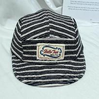 Niche Design Striped Flat Brim Cap Women Spring Summer Retro Literary Letter Sticker Baseball Cap Sun Hat Men 56-58cm juoda