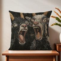Spooky Goat Face 2D Cute Cushion Cover For Pillow Printing Sofa Decoration Home Car Room Coffee Shop Office Nordic Simplicity Peach skin 18*18(CM)-1Pcs