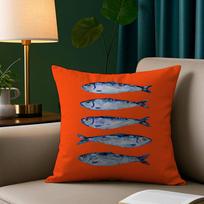 Sardines Art Pillow Case Short Plush Print Cushion Cover Square Throw Pillow Covers Sofa Home Decor Peach skin 18*18(CM)-1Pcs