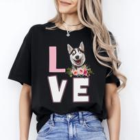 Love Husky T-Shirt gift Husky Dog mom Unisex tee Black Navy Dark Heather XL