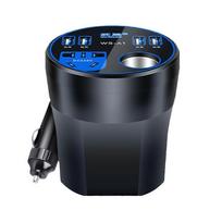 Automobilio maitinimo keitiklis 24V/12V į 220V LED ekranas 4 USB prievadai+Cigarečių žiebtuvėlisU:K No Digital display mėlyna
