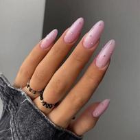 Purple Rhinestone Glitter Press-On Nails Full Cover Fake Women Trendy Short Stiletto Nail Tips Adhesive Type