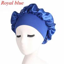 Accessories Stretch Bonnet Elastic Head Wraps Hair Loss Chemo Wide Band Satin Cap Night Sleep Hat karališkos mėlynos spalvos