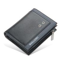 Vyriška verslo piniginė su užtrauktuku, klasikinio dizaino kortelių dėklas, vintažinė PU oda, monetų piniginė GZW 12.6cm*10cm*3cm juoda
