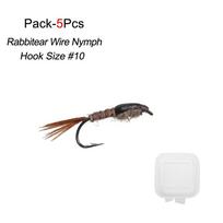 5-30 vnt. Greitai skęstančios juodos nugarėlės zuikio ausų vielos nimfos muselės upėtakių muselinei žvejybai Masalai #10 Pack of 5Pcs