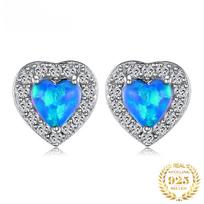 Sukurtos mėlynojo opalo 925 svarų sterlingų sidabro auskarai-studs moteriai Madingi prabangūs papuošalai Mados vakarėlio dovana blue