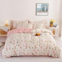 Skalbta medvilninė patalynė Keturių dalių komplektas antklodės užvalkalas 1.2m bed