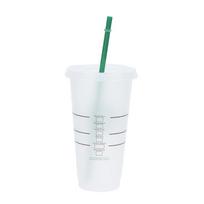Drink Change Color šiaudiniai puodeliai su dangteliu Plastikinis stiklinukas Matinis kavos butelio puodelis juoda