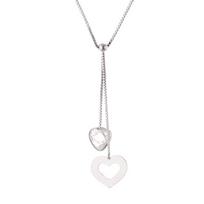 Collier - Liah - Argent Massif Rhodié 925 - Coeur - Oxyde de zirconium - 42 cm sidabras