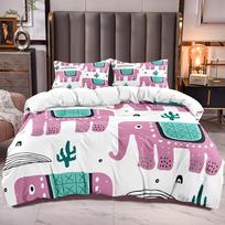 Purple Blue Elephant Flower Duvet Cover for Kids Girls Gift Lovely Cartoon Animal Elephant with Bedding 3pcs Bedroom Decoration 70x133cm 2pcs