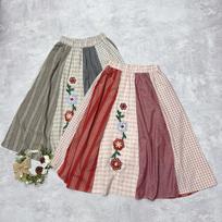 Johnature Forest Summer Patchwork Embroidered Elasticated Waist Skirts Retro Stitched Casual Women Skirts One Size juoda