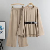 European Knitted Wide-Leg Pants & Sweater Set - Women's Autumn/Winter 2025 Loose Fashion Two-Piece Set One Size