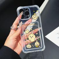 Chiikawas Hachiwares telefono dėklas, skirtas iPhone 16 15 14 Plus 13 12 Mini 11 Pro Max X Xs XR 7 8, su kortelės kišenėle, minkštas skaidrus dangtelis For 7 or 8 or SE2020