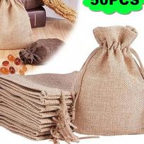 Drawstring Burlap Bag Jute Gift Bags, DIY Wedding Favor Gift Bag Wrapping Pouches Wedding Decoration Party Supplies 7x9cm abrikosas