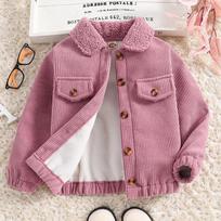 Children's Autumn and Winter Short Tops, Girls' Jackets, Stylish Thickened Corduroy Jackets for Girls Wholesale 9012Y violetinė