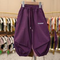 New Style Girls' Summer Pants for Little Girls Thin Cool Quick-drying Pants Casual Loose Sports Pants Long Pants 90cm violetinė