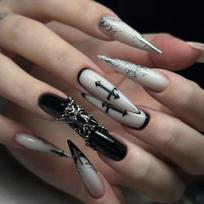 Y2K Hot Girl Style Almond Pointed Nail Art Tips - Long Wearable European & American Nail Stickers