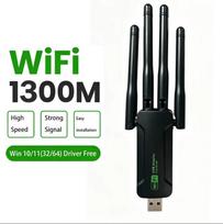 KEBIDU 1300Mbps USB3.0 Dual Band WiFi USB Dongle 2.4G+5GHz 4 Antenna Driver Free Wireless Network Card For PC Laptop Win10/11 1300Mbps
