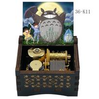 Anime Tonario No Totoro Gold Movement Music Box Mechanical Movement Luxury Wooden Musical Gift for Fans Friends (as the picture,Small)
