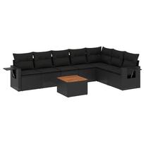 8 piece garden sofa set with cushions black poly rattan