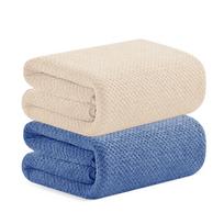 Large Bath Set of 2 x 170 2 Durable Blue x Sand 90 x 170 Towels, (90 cm), Colors, High-Density Microfiber, Hotel-Quality, Plush, Absorbent,