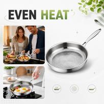 20cm Stainless Steel Nonstick Frying Pan Hammered Texture Surface with Ergonomic Handle for Even Heating Cooking One Size