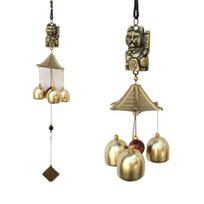 Vintage Alloy Wind Chime with Lucky Cat Design Single Layer Bells Feng Shui Decoration for Indoor Outdoor Use One Size auksas