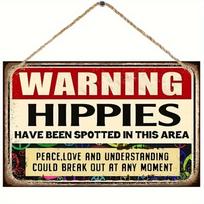 Unique Vintage Aluminum Hanging Plaque - Retro Hippie Peace Love Understanding - Composite Board with Distressed Finish (as the picture,20x30cm)