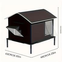 All-Season Outdoor Cat House Elevated Base for Winter Warmth Durable Stray Cat Shelter Suitable for Stray Cats And Small Dogs No ice box black
