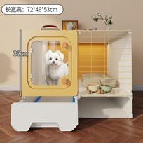 Small Dog Villa with Toilet Panoramic Transparent Pet Cage One Room Suite Pet House Spacious Separation Home Dog Kennel System (as the picture,Upgraded Version)