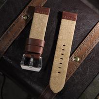 Canvas Leather Watch Strap 20mm 22mm 24mm for Panerai Green Blue Handmade Military Watchband Men Women for Omega Watch Bracelet 20mm chaki