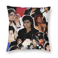 Mj Michael Jackson Pillowcase Printing Polyester Cushion Cover Decorations Pillow Case Cover Chair Square 18'' Peach skin 18*18(CM)-1Pcs
