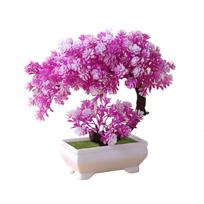 Imitacija netikrų vazoninių bonsai medžio dirbtinio augalo rašomojo stalo papuošalų namų dekoravimui pink