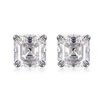 925 Sterlingo sidabro Ascher kirpimo 2 ct spalvingo moissanito 100 % testo deimantiniai auskarai moterims, vyrams 1CTx2PCS