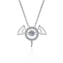 Tikras moissanite karoliai Briliantinis deimantinis šikšnosparnis Evil Devil pakabukas karoliai moterims vyrams, jubiliejaus dovanoms, puikūs papuošalai 0.3ct
