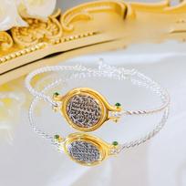 Moon Goddess Artemis Ancient Coin Bracelet French Vintage Double Sided Reproduction Double Color Gold Rotating Bracelet Female Adjustable size beige