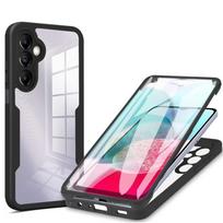 Skysto silikono 360 laipsnių hibridinis dėklas, skirtas Samsung Galaxy A15 A05S A04e A14 A24 A34 A54 5G, apsauginis smūgiams atsparus viso korpuso dangtelis Samsung A15 5G juoda